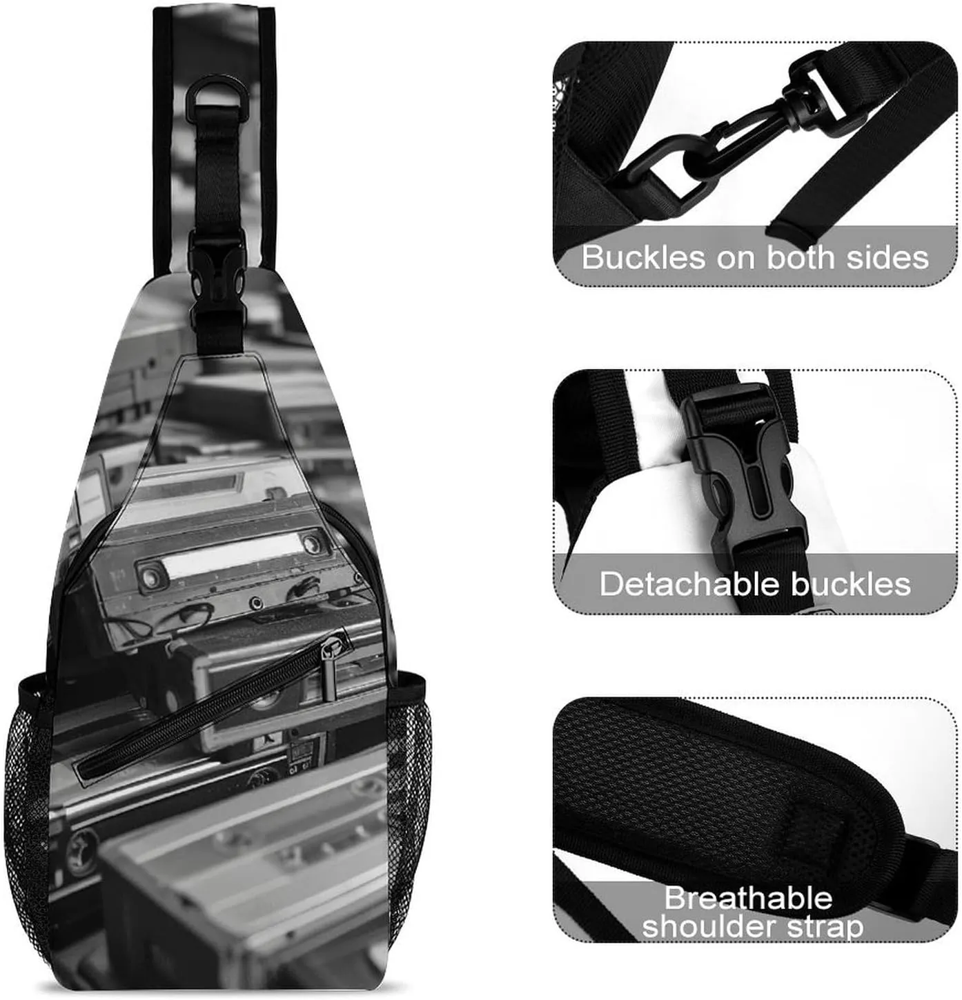 Sling Backpack Crossbody for Man Woman Old Tape Cross Body Adjustable Chest Bag