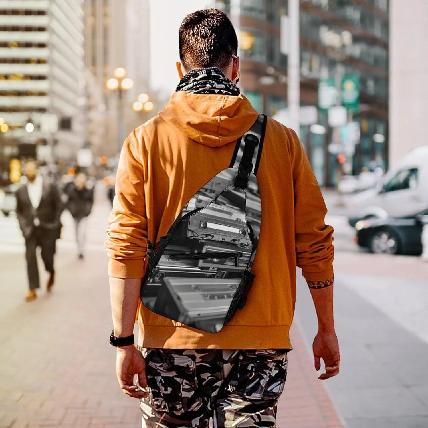 Sling Backpack Crossbody for Man Woman Old Tape Cross Body Adjustable Chest Bag