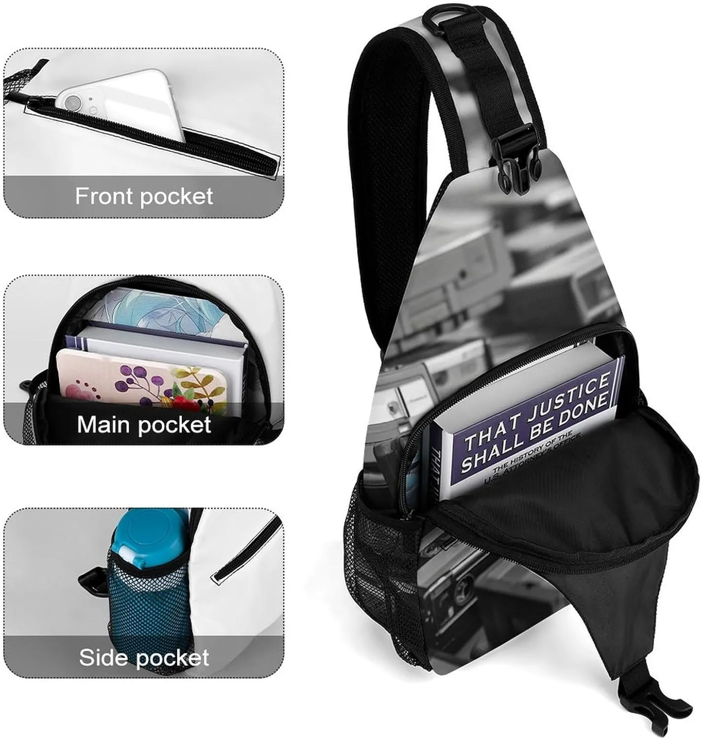 Sling Backpack Crossbody for Man Woman Old Tape Cross Body Adjustable Chest Bag