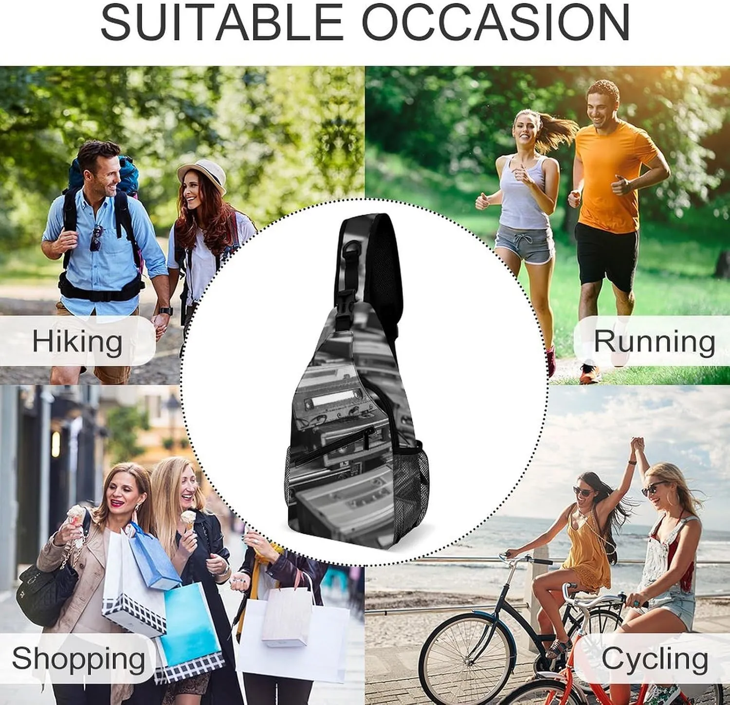 Sling Backpack Crossbody for Man Woman Old Tape Cross Body Adjustable Chest Bag