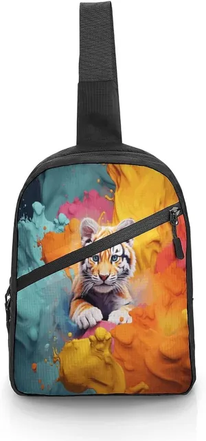 Sling Bag Multipurpose Chest Bag Crossbody Color Animation Printing Sling Backpack for Outdoors Hiking Traveling