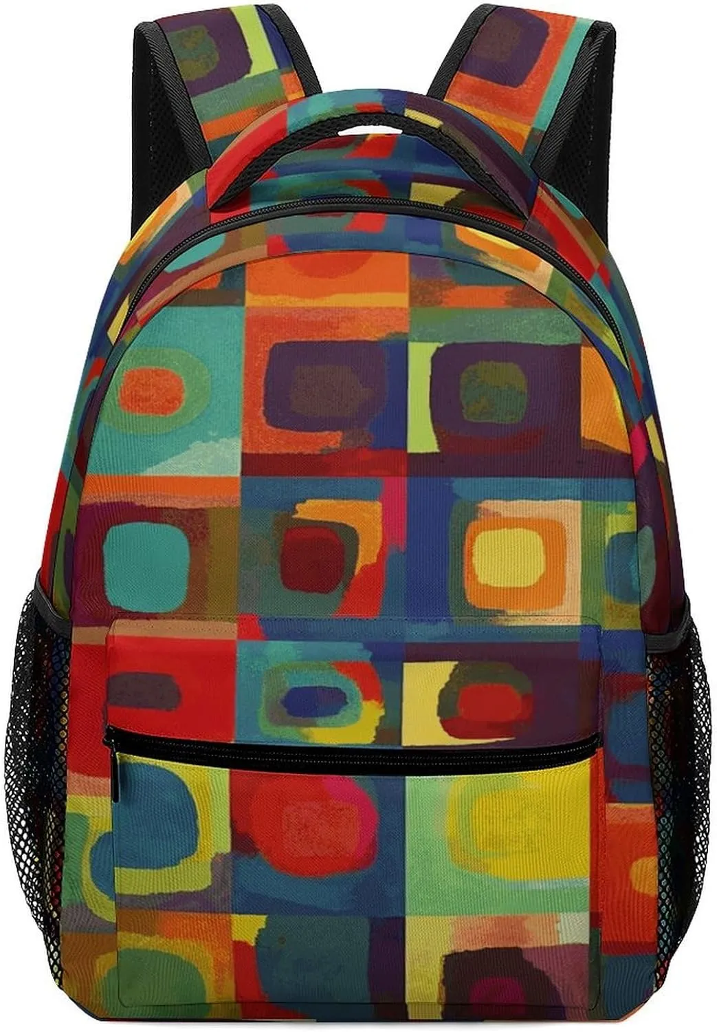 Small Backpacks Personalized Abstract Art Squares Printing Travel Bag Lightweight Travel Backpack For Women Men