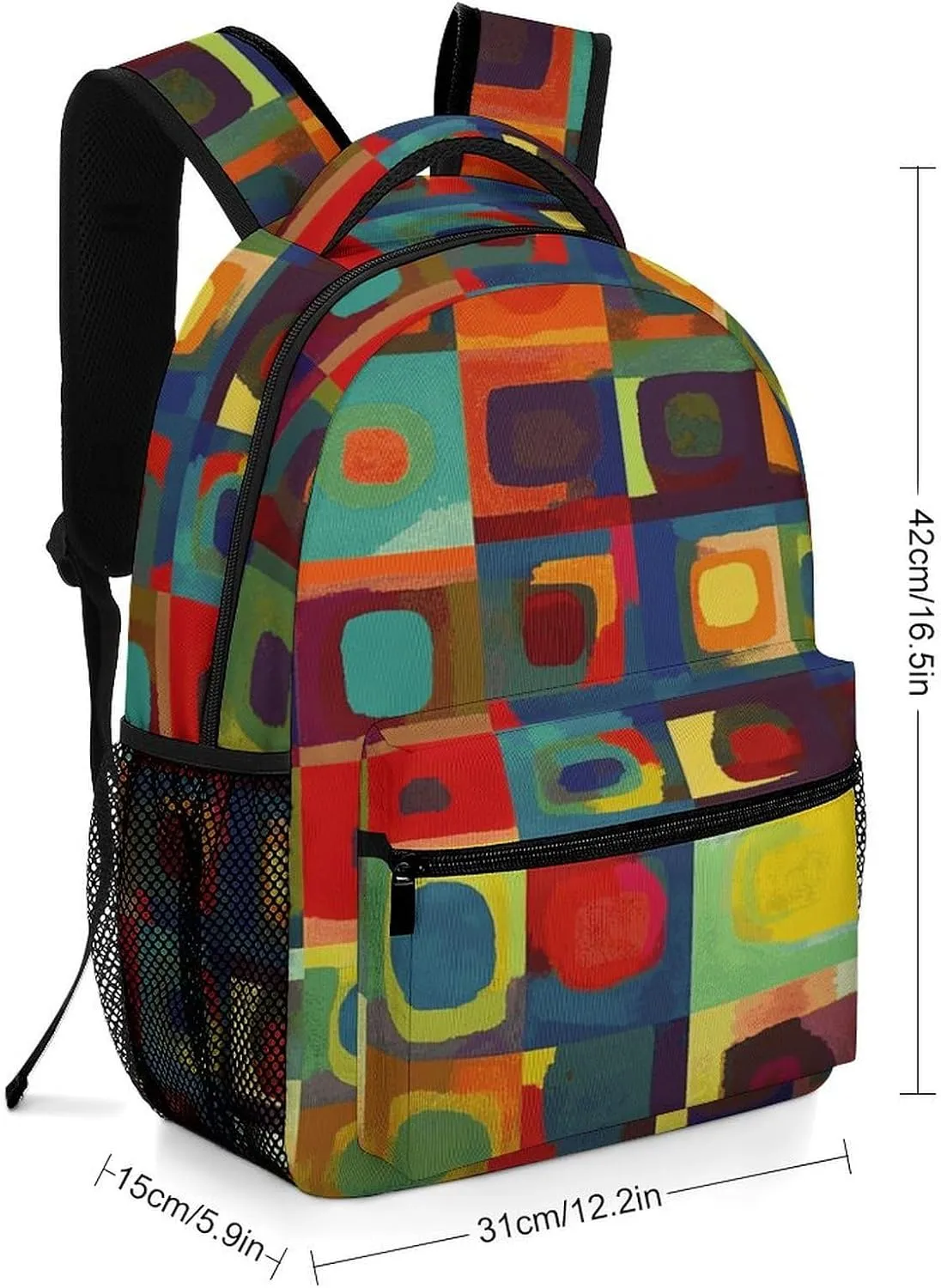 Small Backpacks Personalized Abstract Art Squares Printing Travel Bag Lightweight Travel Backpack For Women Men