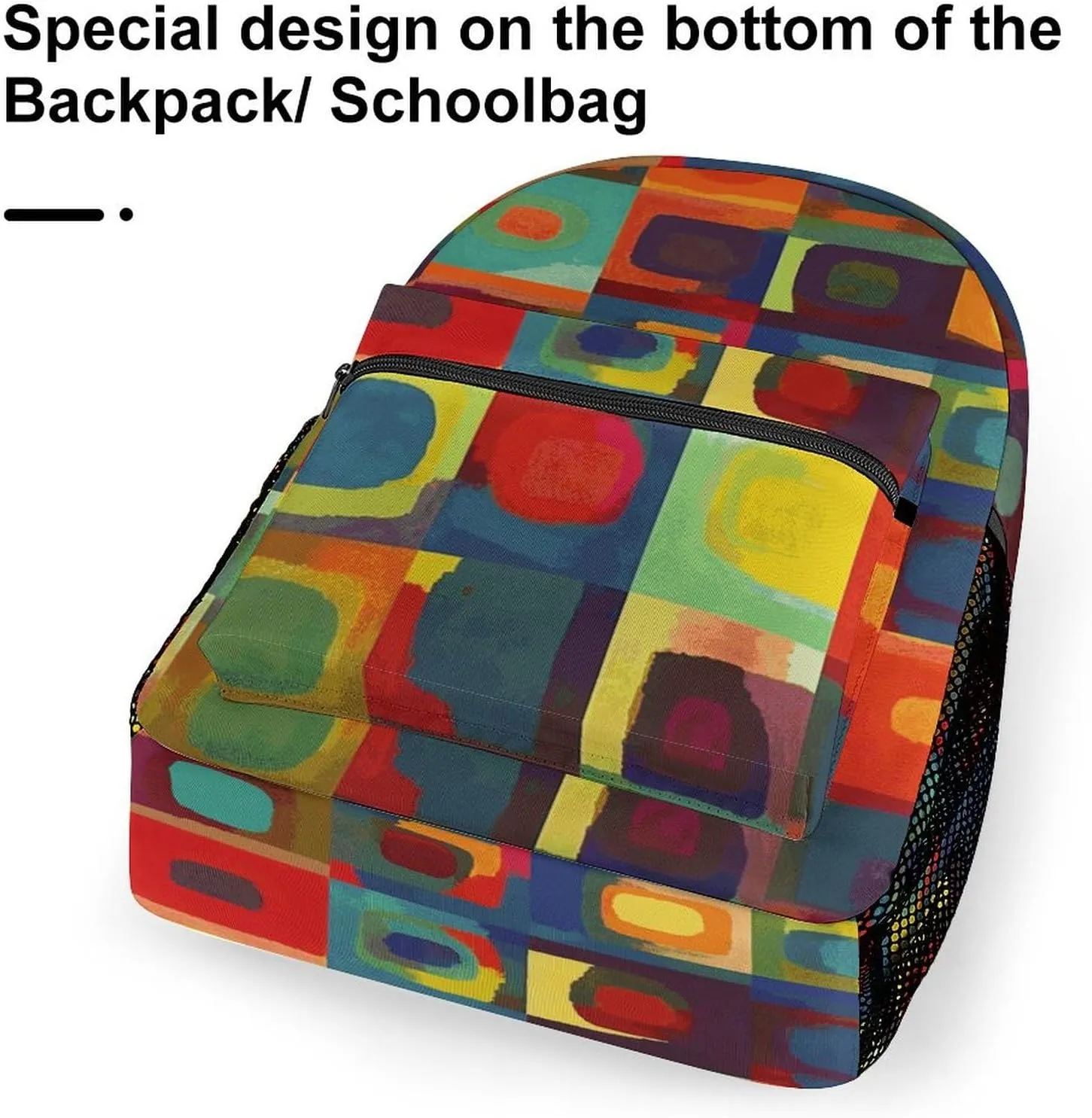 Small Backpacks Personalized Abstract Art Squares Printing Travel Bag Lightweight Travel Backpack For Women Men