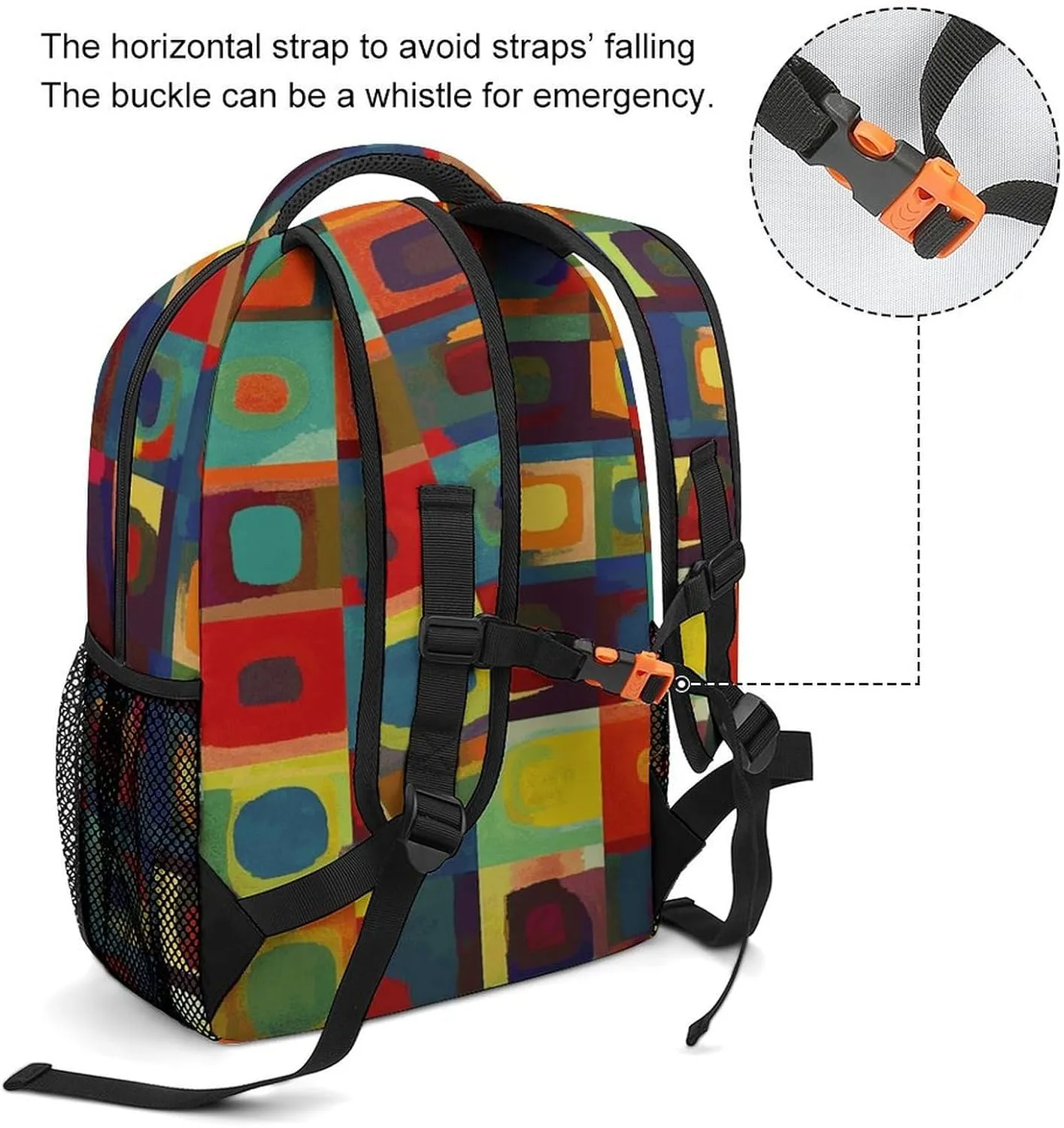 Small Backpacks Personalized Abstract Art Squares Printing Travel Bag Lightweight Travel Backpack For Women Men