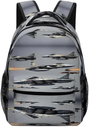 Small Backpacks Personalized Aircraft Fighter Jets Printing Travel Bag Lightweight Travel Backpack For Women Men