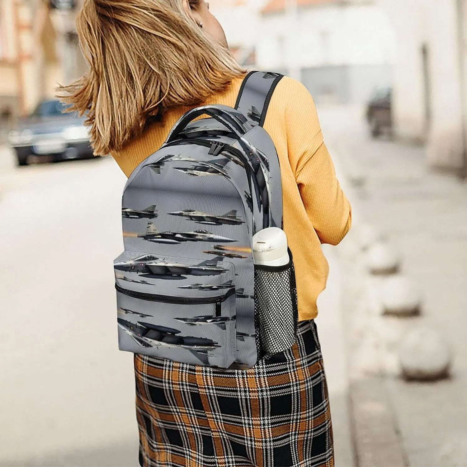 Small Backpacks Personalized Aircraft Fighter Jets Printing Travel Bag Lightweight Travel Backpack For Women Men