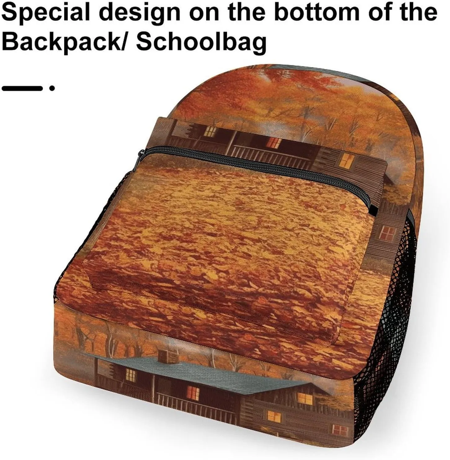 Small Backpacks Personalized Autumn Woods Cabin Printing Travel Bag Lightweight Travel Backpack For Women Men