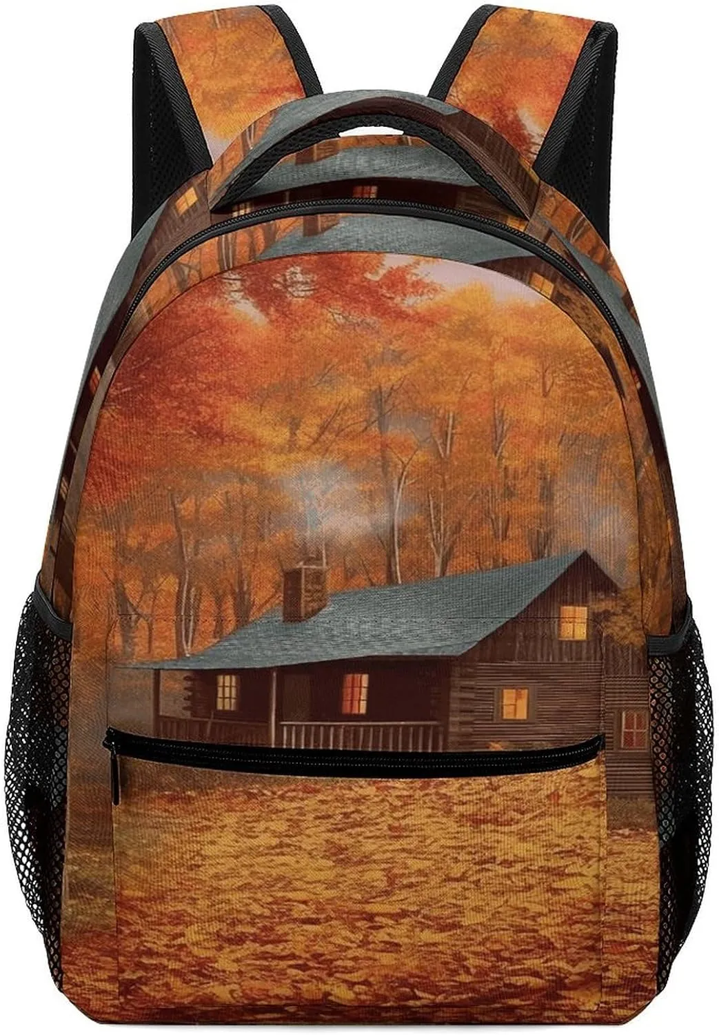 Small Backpacks Personalized Autumn Woods Cabin Printing Travel Bag Lightweight Travel Backpack For Women Men