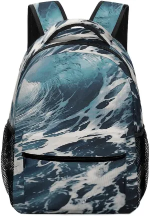 Small Backpacks Personalized Beach Foam Wave Printing Travel Bag Lightweight Travel Backpack For Women Men