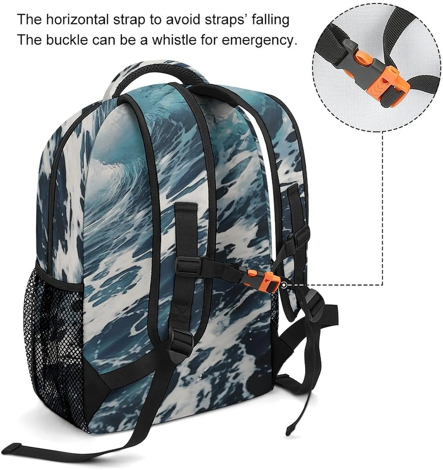 Small Backpacks Personalized Beach Foam Wave Printing Travel Bag Lightweight Travel Backpack For Women Men
