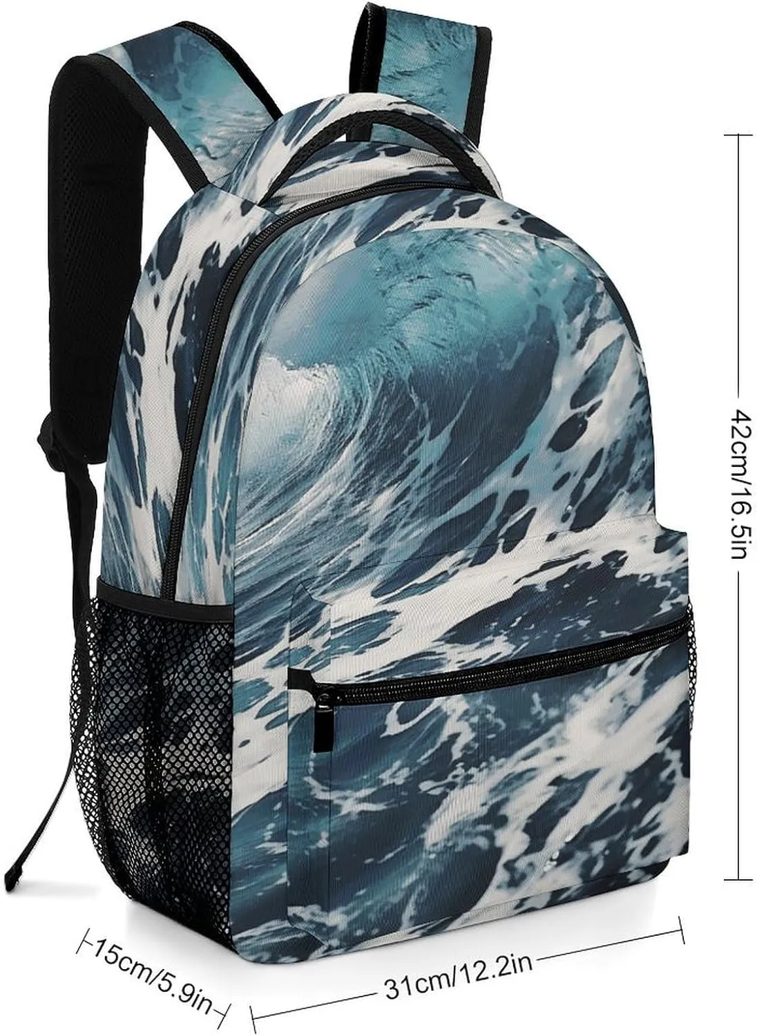 Small Backpacks Personalized Beach Foam Wave Printing Travel Bag Lightweight Travel Backpack For Women Men