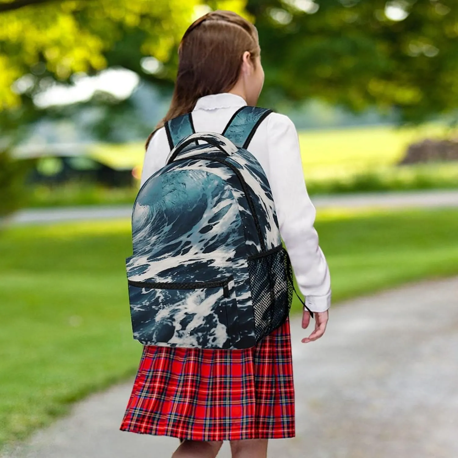 Small Backpacks Personalized Beach Foam Wave Printing Travel Bag Lightweight Travel Backpack For Women Men