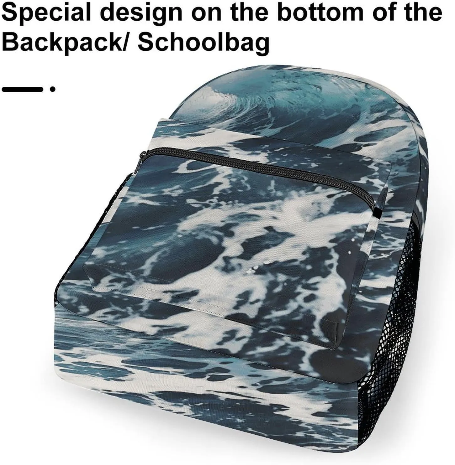 Small Backpacks Personalized Beach Foam Wave Printing Travel Bag Lightweight Travel Backpack For Women Men