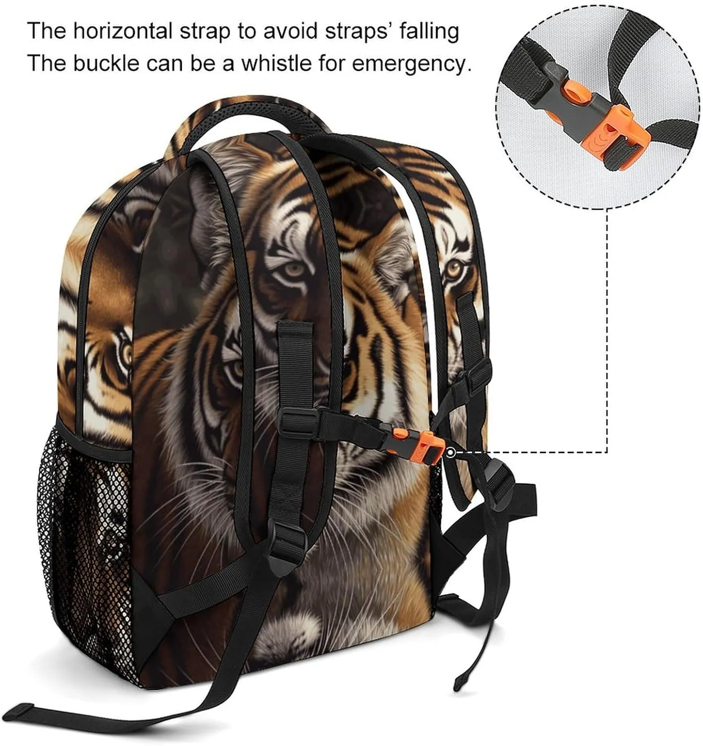 Small Backpacks Personalized Bengal Tiger Printing Travel Bag Lightweight Travel Backpack For Women Men
