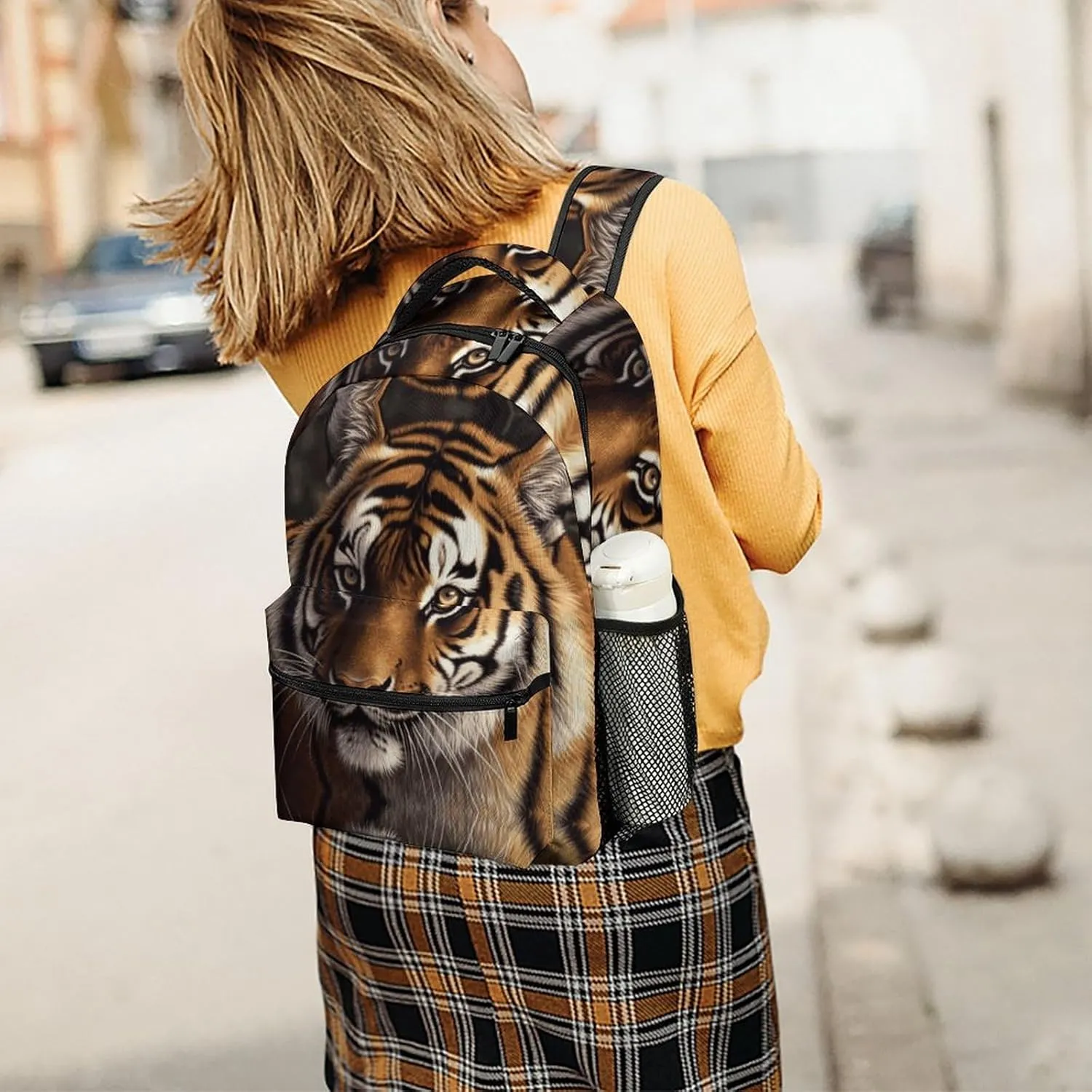 Small Backpacks Personalized Bengal Tiger Printing Travel Bag Lightweight Travel Backpack For Women Men