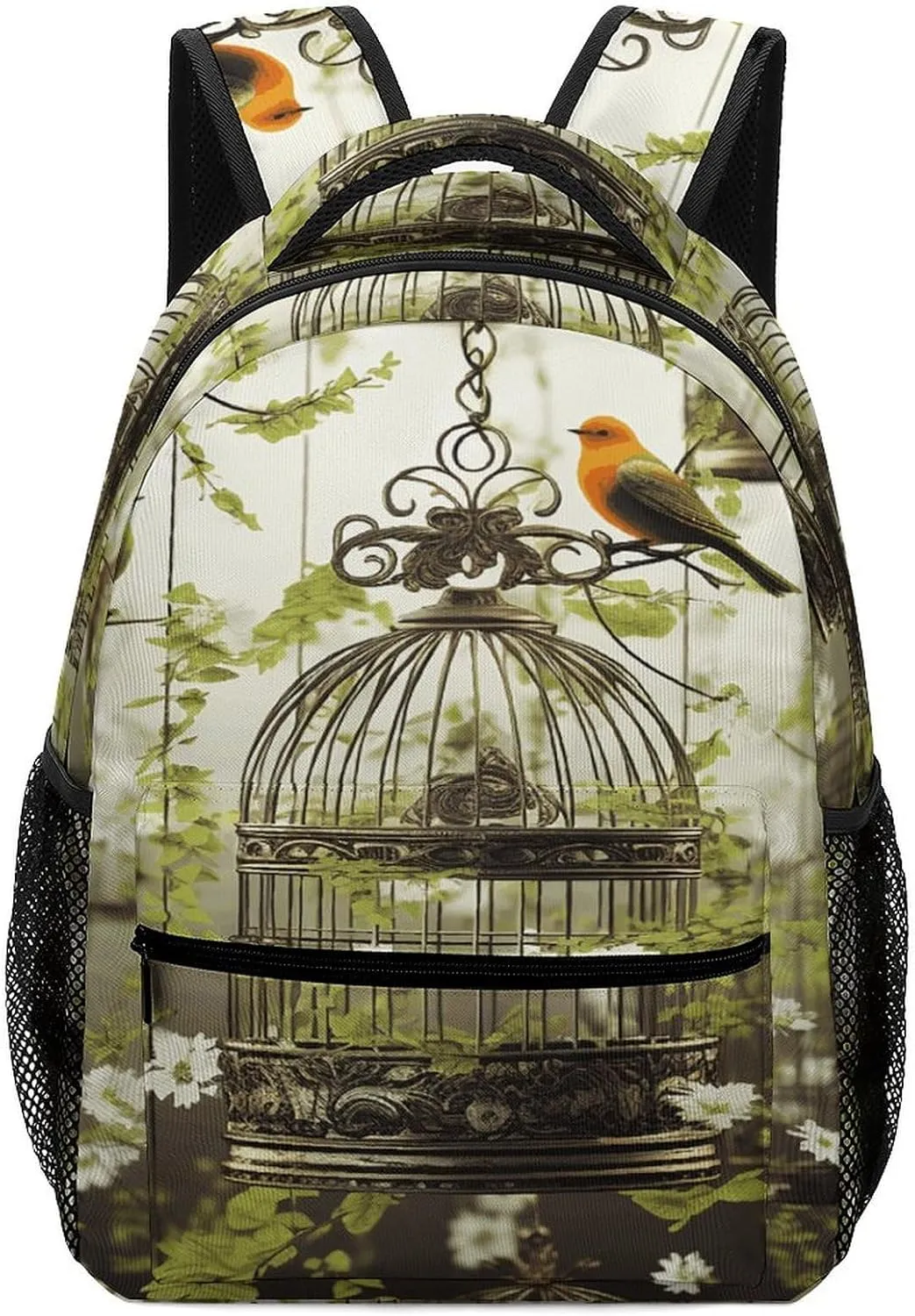 Small Backpacks Personalized Birdcages And Birds Printing Travel Bag Lightweight Travel Backpack For Women Men