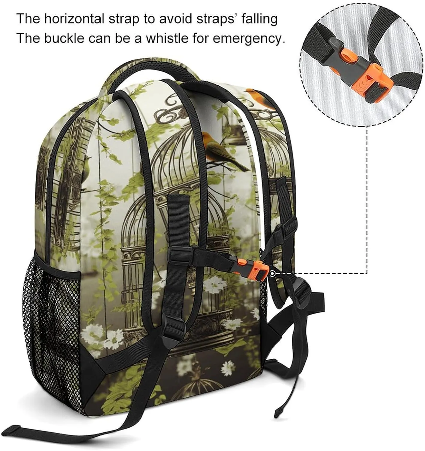 Small Backpacks Personalized Birdcages And Birds Printing Travel Bag Lightweight Travel Backpack For Women Men