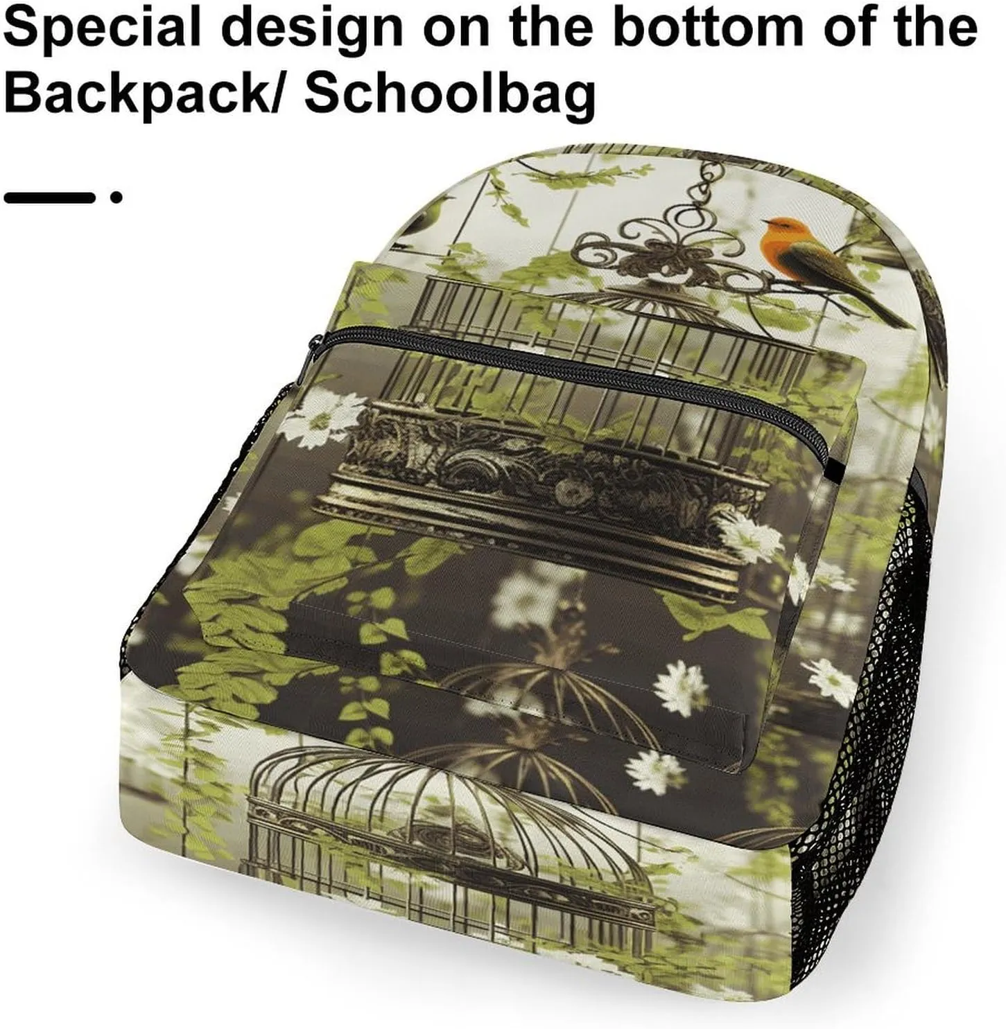 Small Backpacks Personalized Birdcages And Birds Printing Travel Bag Lightweight Travel Backpack For Women Men