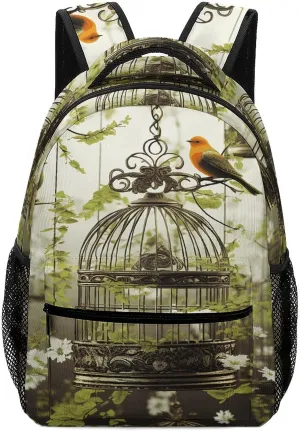 Small Backpacks Personalized Birdcages And Birds Printing Travel Bag Lightweight Travel Backpack For Women Men