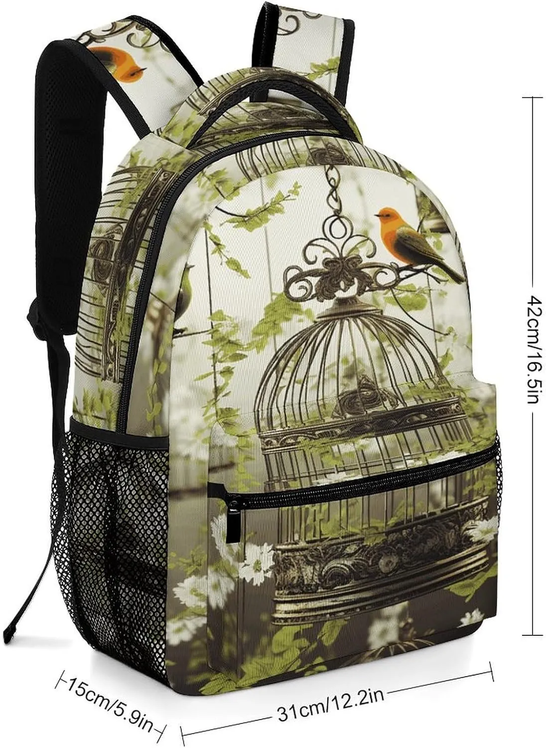 Small Backpacks Personalized Birdcages And Birds Printing Travel Bag Lightweight Travel Backpack For Women Men