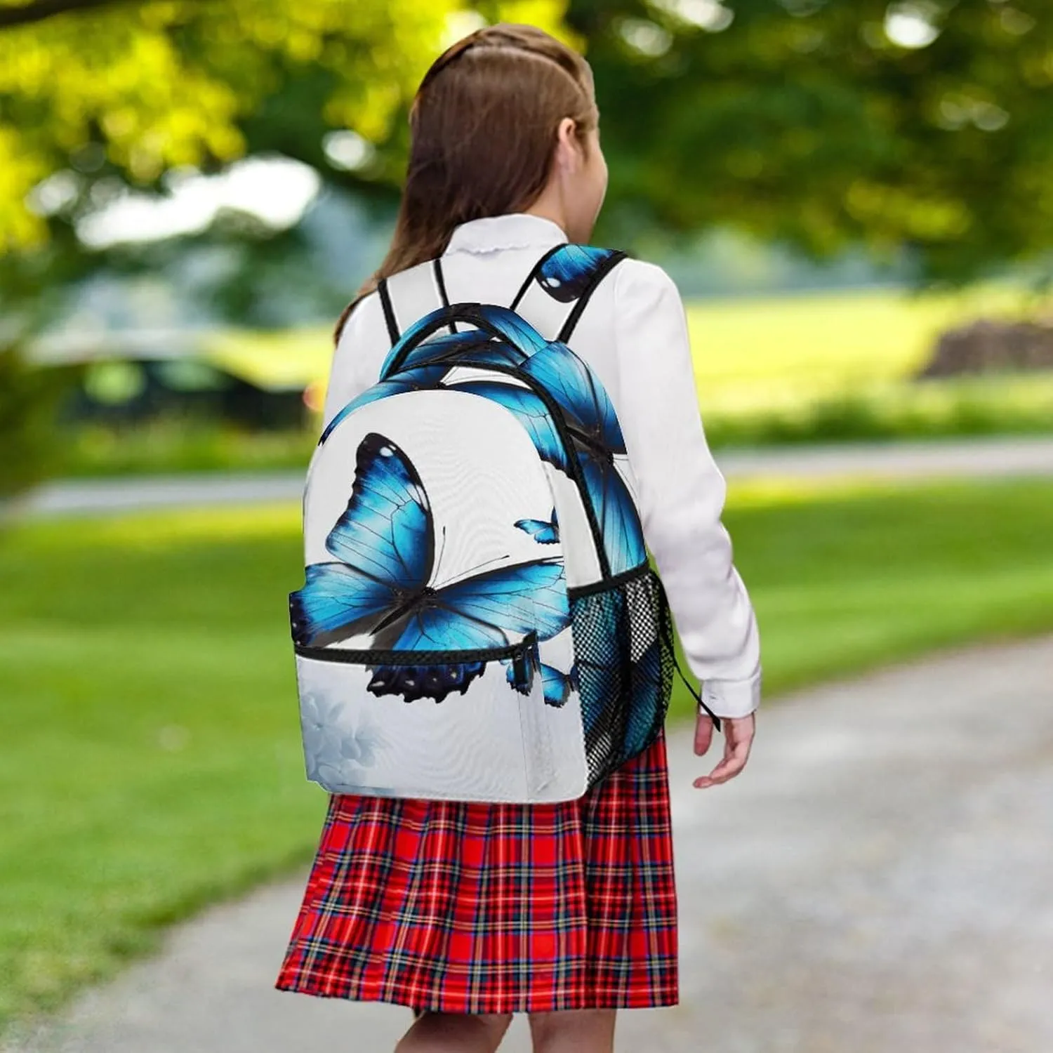 Small Backpacks Personalized Blue Butterfly Printing Travel Bag Lightweight Travel Backpack For Women Men