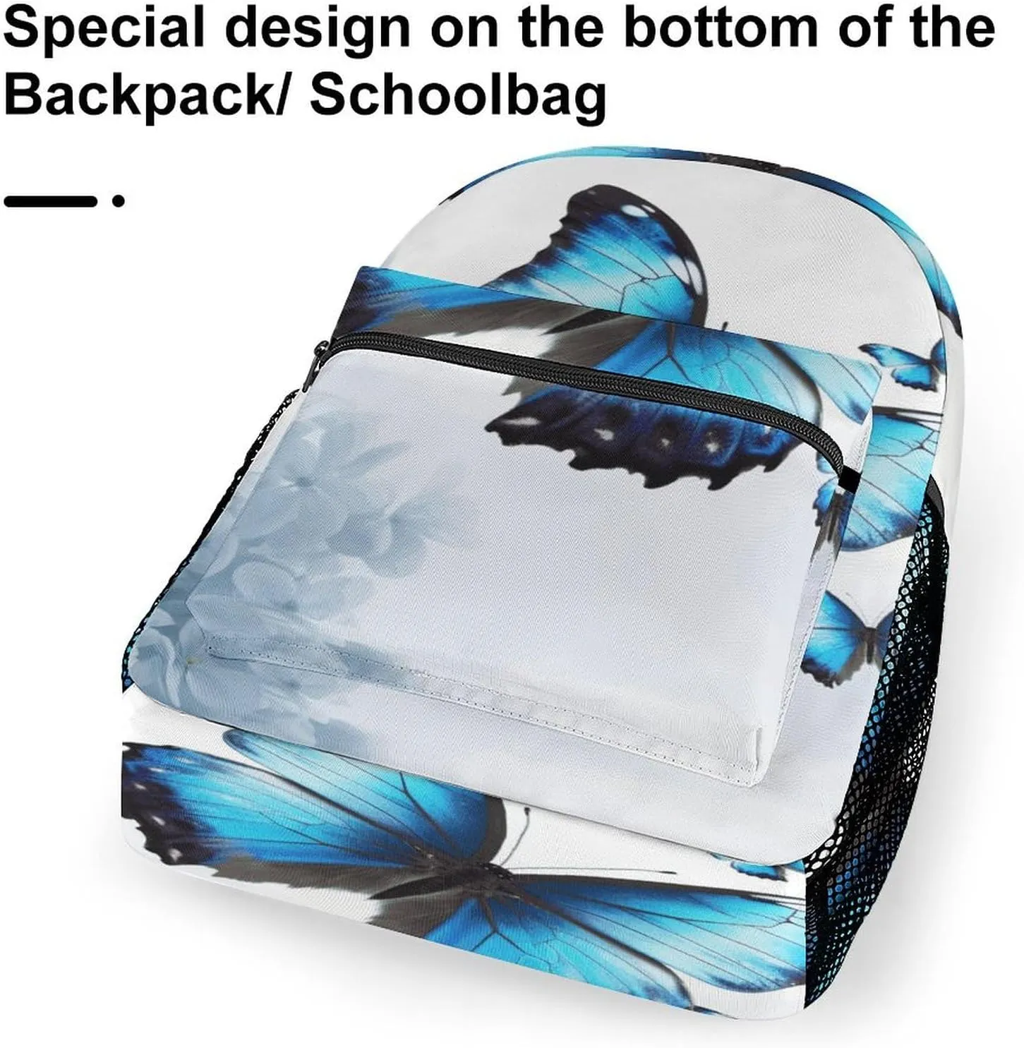 Small Backpacks Personalized Blue Butterfly Printing Travel Bag Lightweight Travel Backpack For Women Men