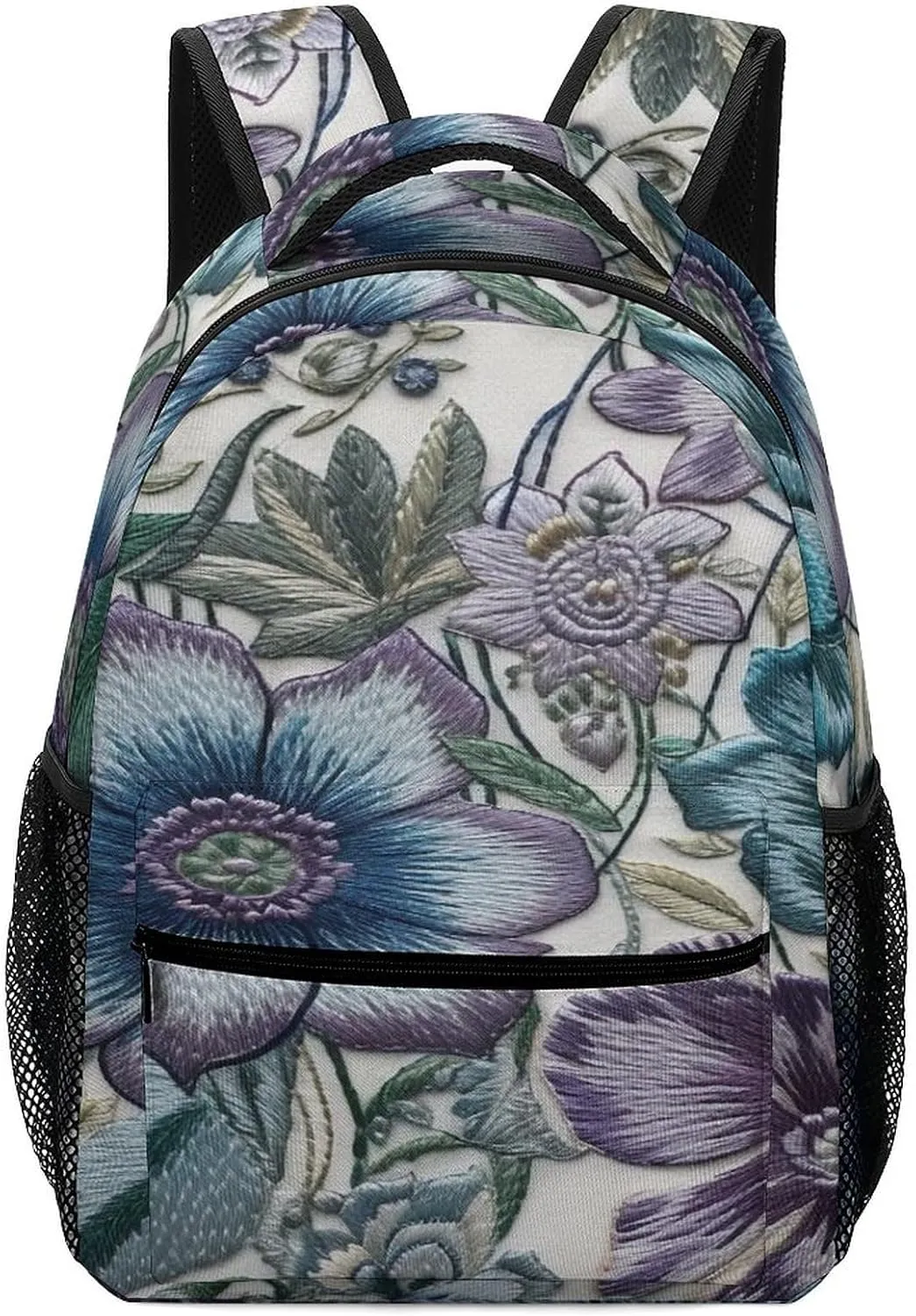 Small Backpacks Personalized Blue Purple Flowers Printing Travel Bag Lightweight Travel Backpack For Women Men