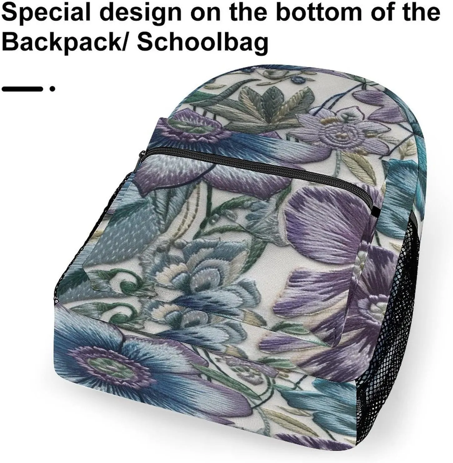 Small Backpacks Personalized Blue Purple Flowers Printing Travel Bag Lightweight Travel Backpack For Women Men