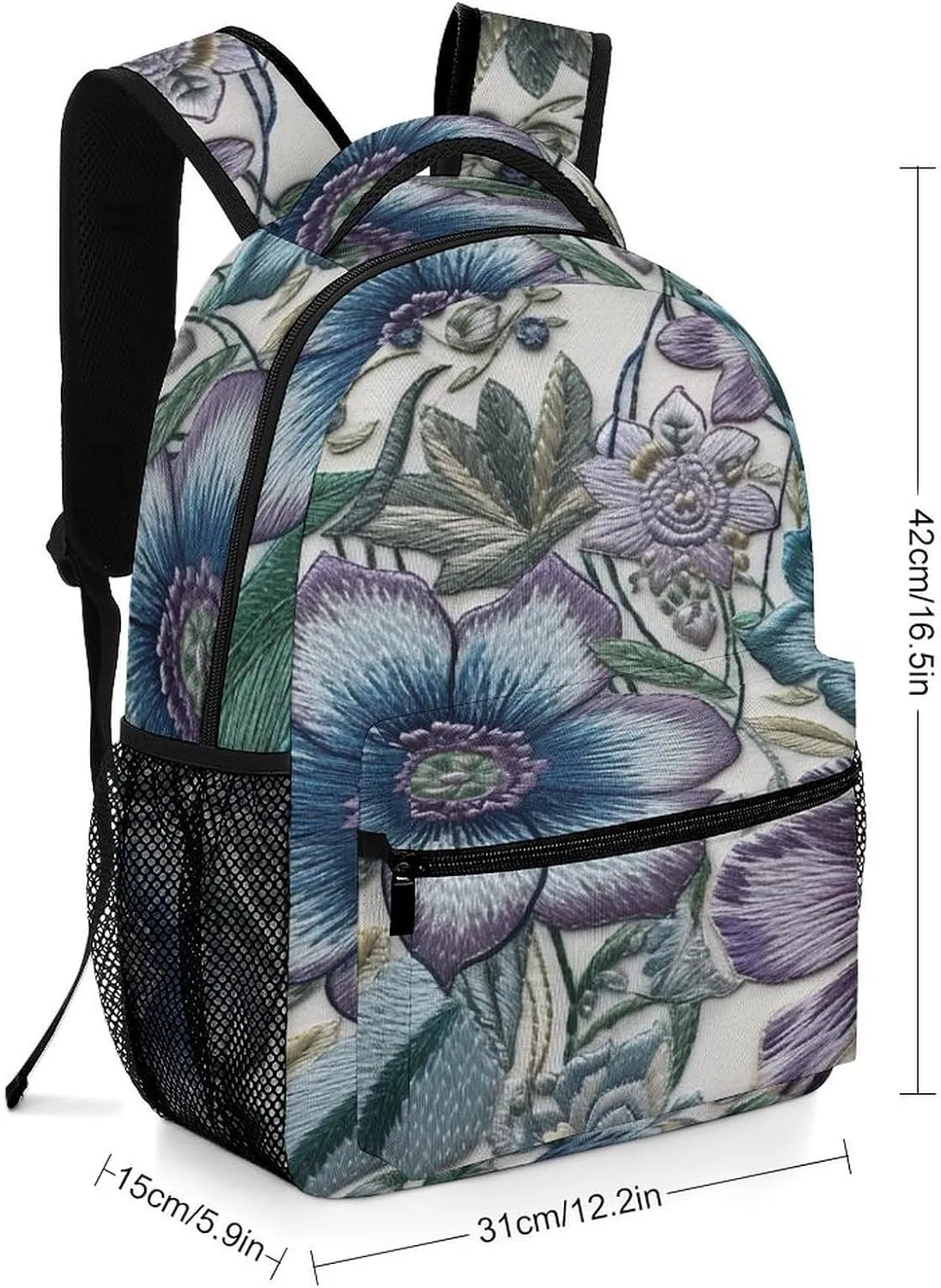 Small Backpacks Personalized Blue Purple Flowers Printing Travel Bag Lightweight Travel Backpack For Women Men
