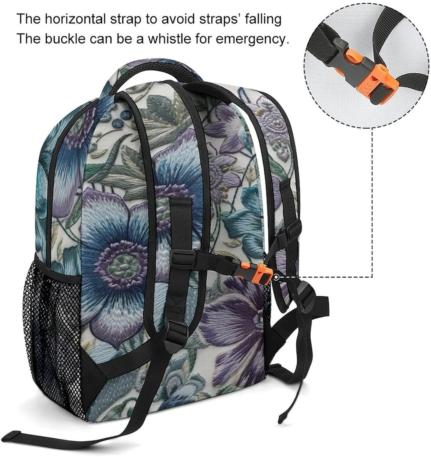 Small Backpacks Personalized Blue Purple Flowers Printing Travel Bag Lightweight Travel Backpack For Women Men