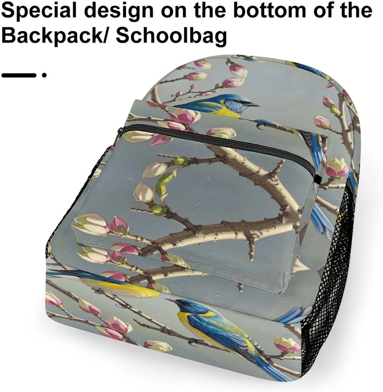 Small Backpacks Personalized Blue Yellow Bird Printing Travel Bag Lightweight Travel Backpack For Women Men
