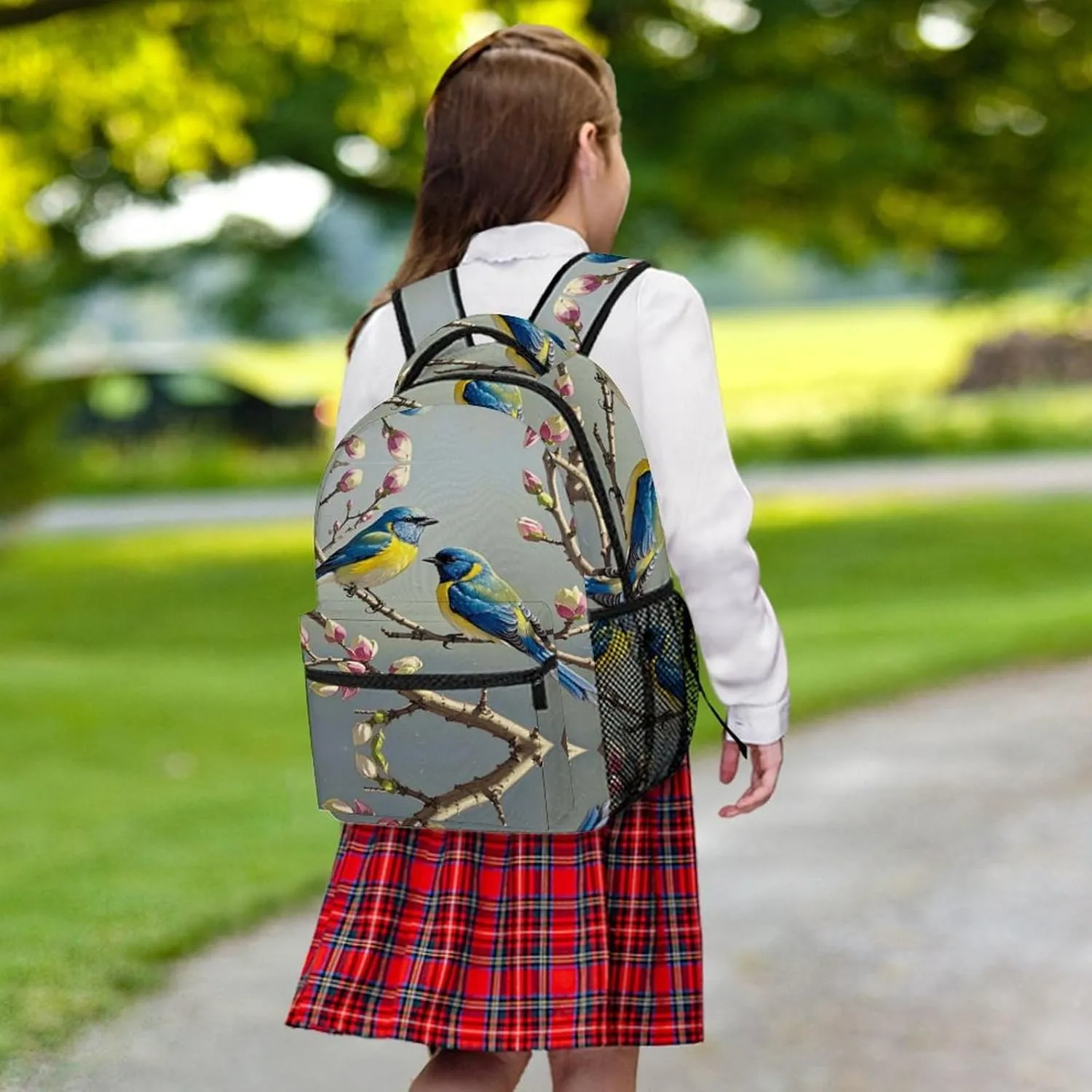 Small Backpacks Personalized Blue Yellow Bird Printing Travel Bag Lightweight Travel Backpack For Women Men