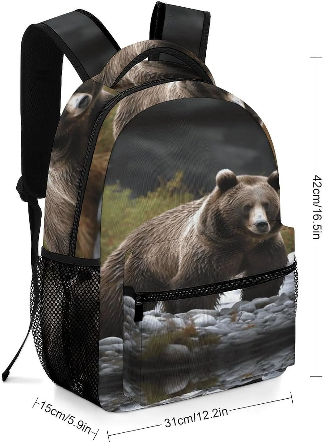 Small Backpacks Personalized Brown Bear Printing Travel Bag Lightweight Travel Backpack For Women Men