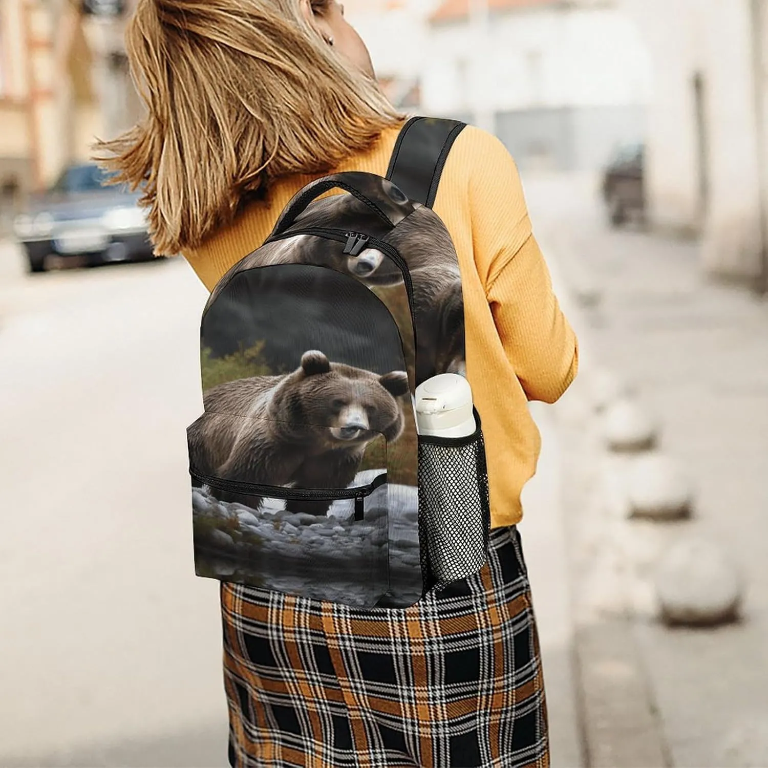 Small Backpacks Personalized Brown Bear Printing Travel Bag Lightweight Travel Backpack For Women Men