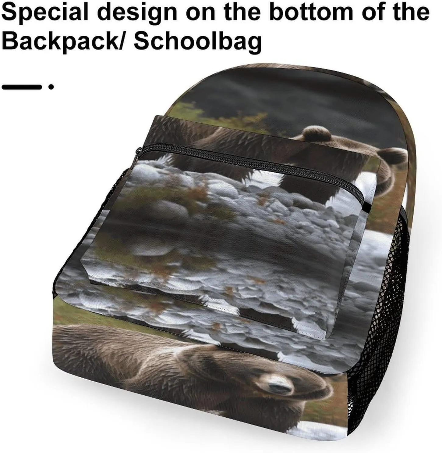 Small Backpacks Personalized Brown Bear Printing Travel Bag Lightweight Travel Backpack For Women Men