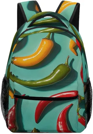 Small Backpacks Personalized Chili Pepper Image Printing Travel Bag Lightweight Travel Backpack For Women Men
