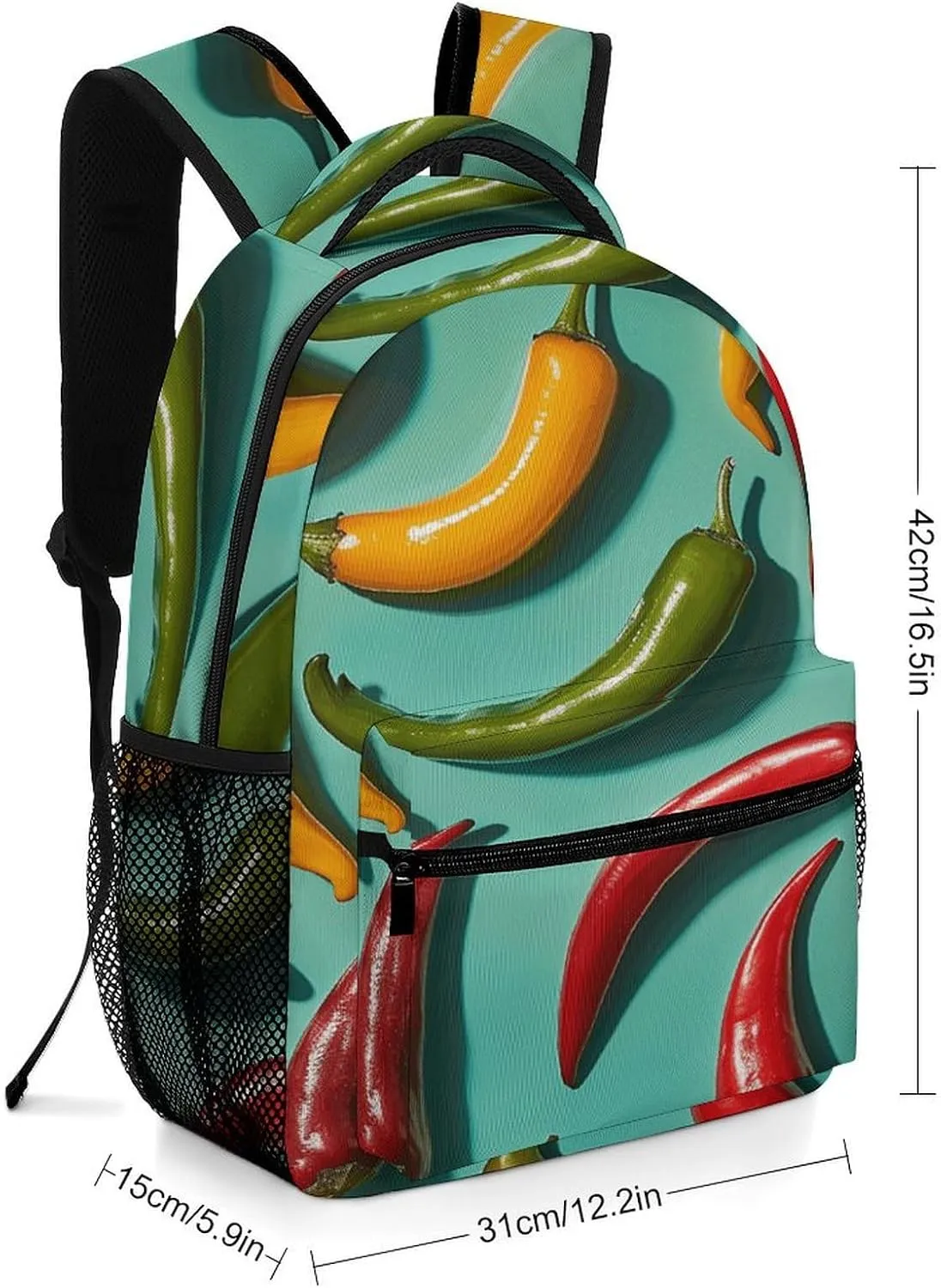 Small Backpacks Personalized Chili Pepper Image Printing Travel Bag Lightweight Travel Backpack For Women Men