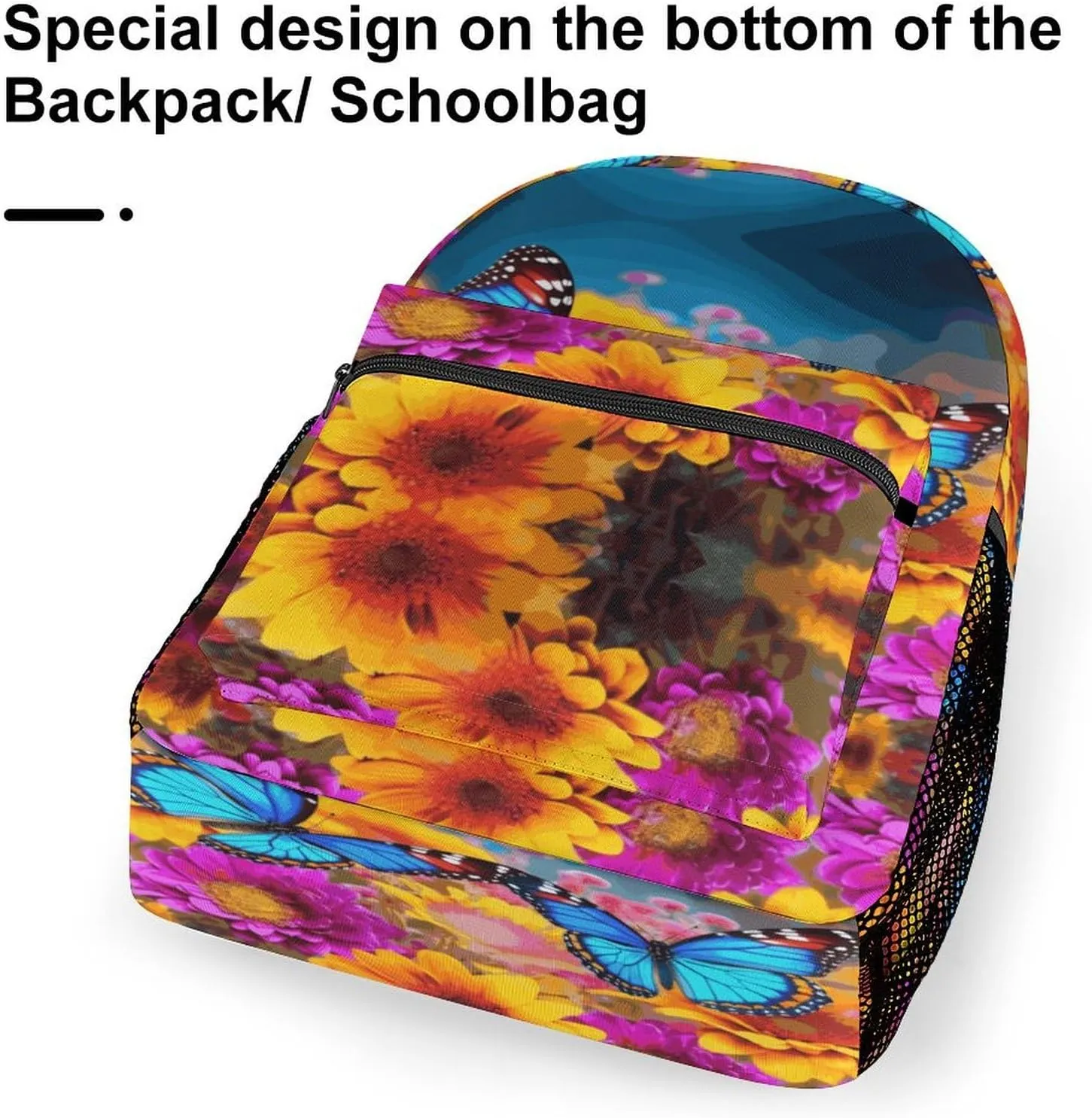 Small Backpacks Personalized Colorful Butterfly Flower Printing Travel Bag Lightweight Travel Backpack For Women Men