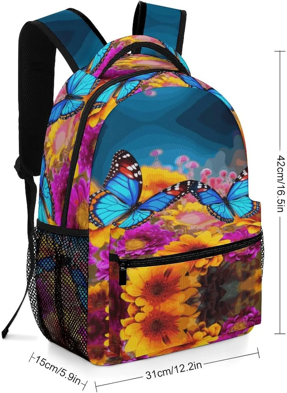 Small Backpacks Personalized Colorful Butterfly Flower Printing Travel Bag Lightweight Travel Backpack For Women Men