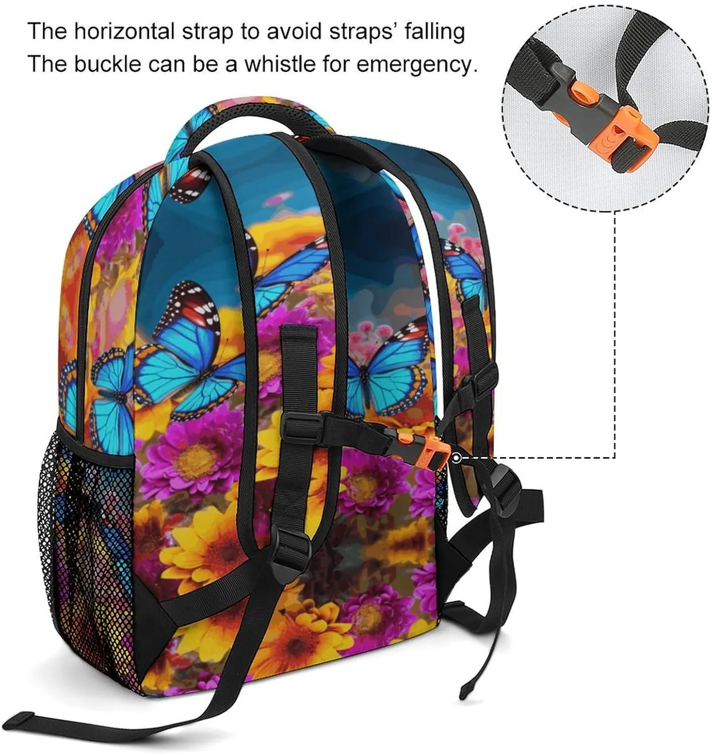 Small Backpacks Personalized Colorful Butterfly Flower Printing Travel Bag Lightweight Travel Backpack For Women Men