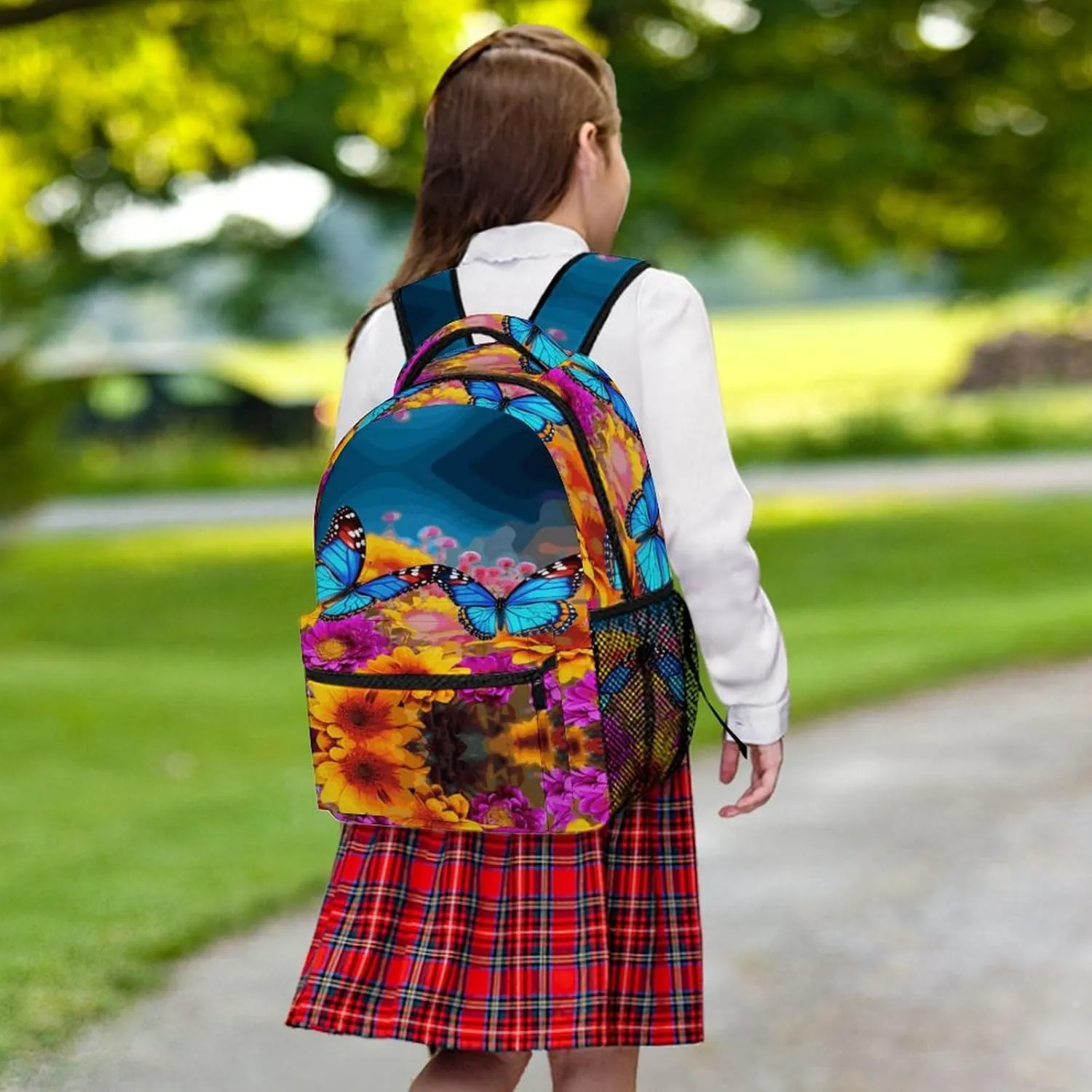 Small Backpacks Personalized Colorful Butterfly Flower Printing Travel Bag Lightweight Travel Backpack For Women Men