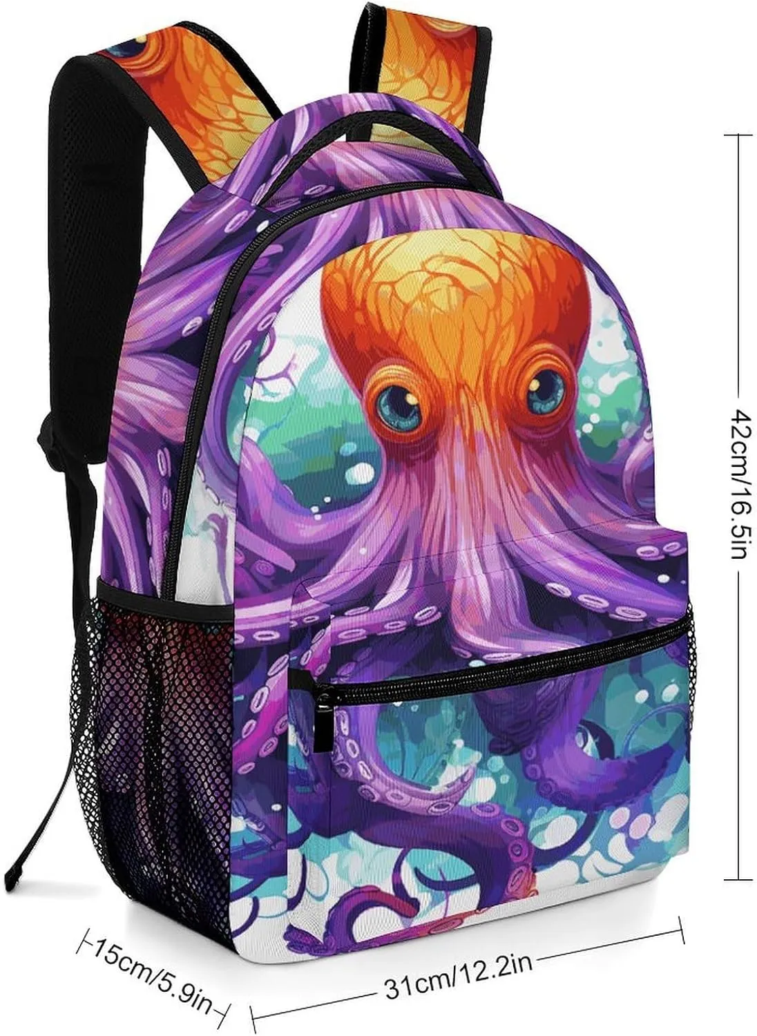 Small Backpacks Personalized Colorful Octopus Printing Travel Bag Lightweight Travel Backpack For Women Men