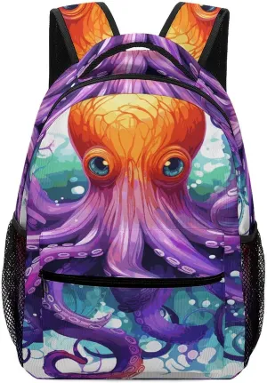 Small Backpacks Personalized Colorful Octopus Printing Travel Bag Lightweight Travel Backpack For Women Men