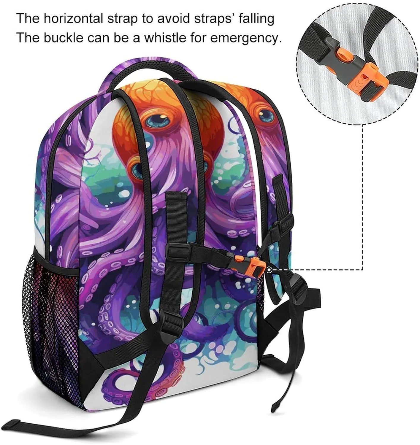 Small Backpacks Personalized Colorful Octopus Printing Travel Bag Lightweight Travel Backpack For Women Men