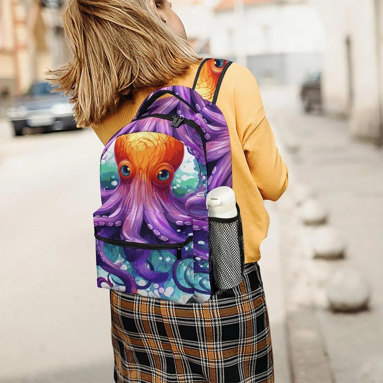 Small Backpacks Personalized Colorful Octopus Printing Travel Bag Lightweight Travel Backpack For Women Men
