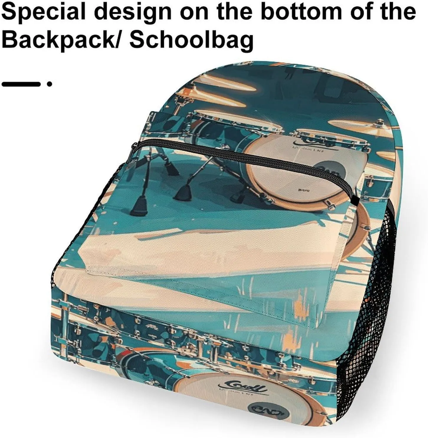 Small Backpacks Personalized Cool Drums Set Printing Travel Bag Lightweight Travel Backpack For Women Men