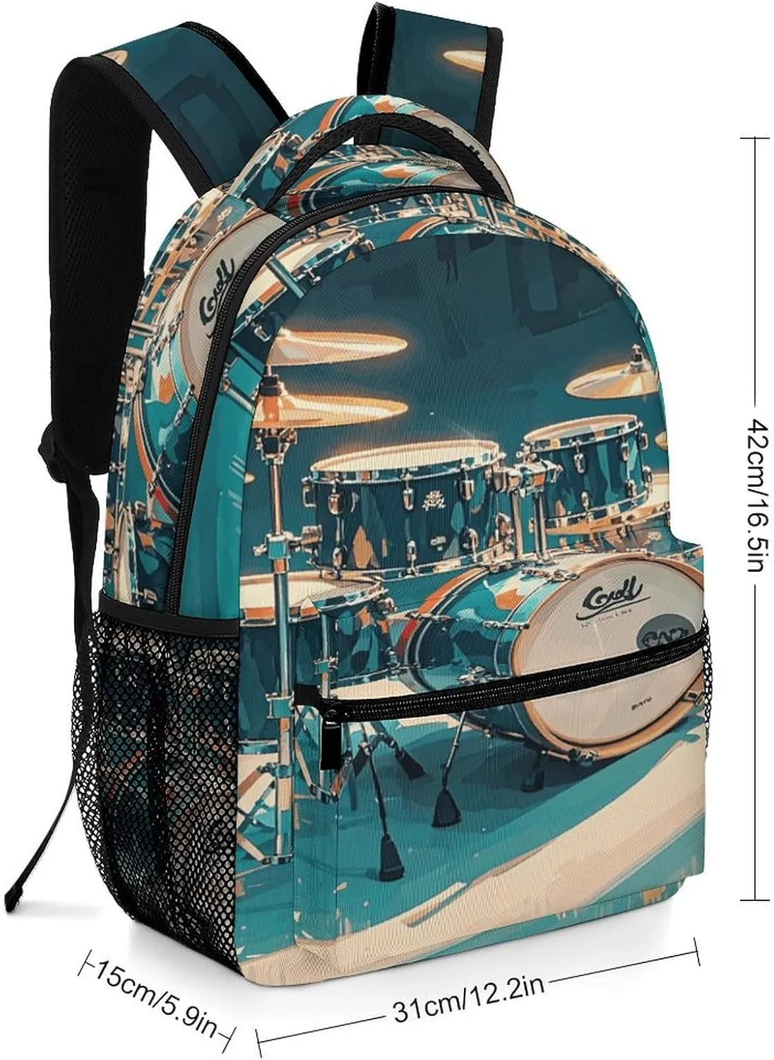 Small Backpacks Personalized Cool Drums Set Printing Travel Bag Lightweight Travel Backpack For Women Men