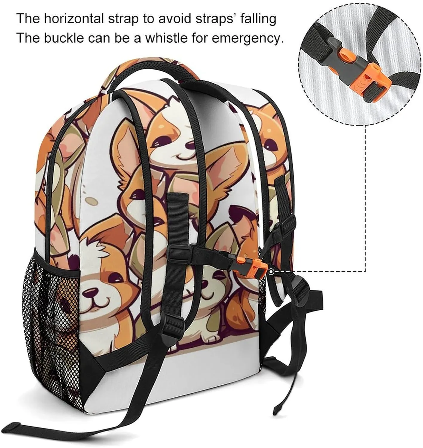 Small Backpacks Personalized Cute Corgi Puppy Printing Travel Bag Lightweight Travel Backpack For Women Men