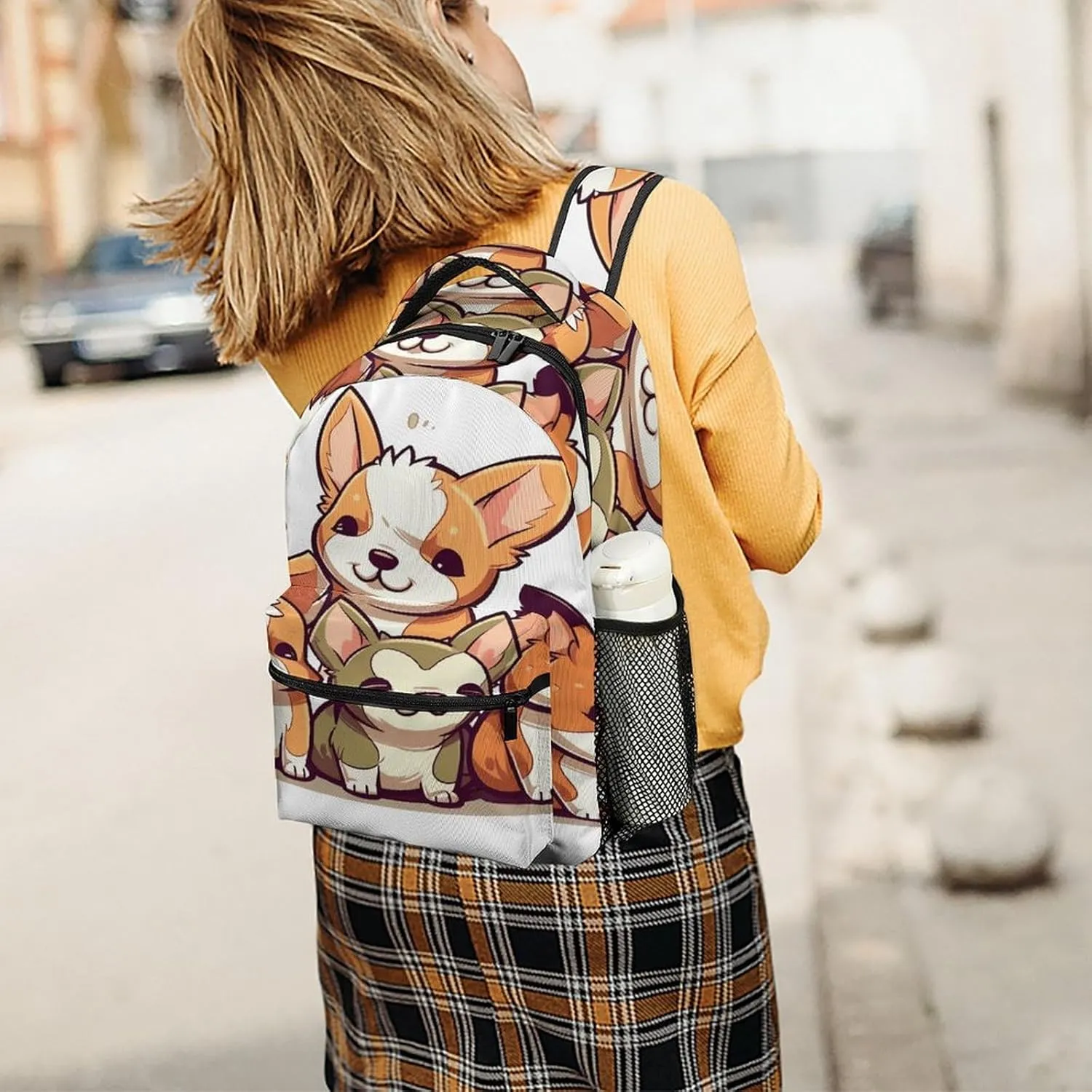 Small Backpacks Personalized Cute Corgi Puppy Printing Travel Bag Lightweight Travel Backpack For Women Men